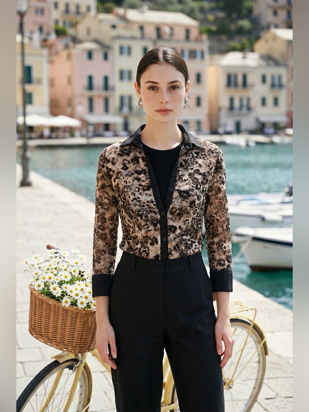 Leopard Print Button up Women's Shirt - Size Small